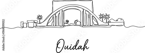 Ouidah Benin Door of No Return monument single line drawing vector illustration