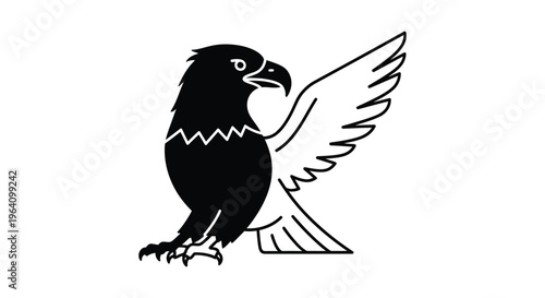 Black Eagle, Bird Icon, Vector Graphic, Wildlife Symbol