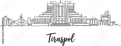 Tiraspol city skyline minimalist continuous one line drawing vector illustration
