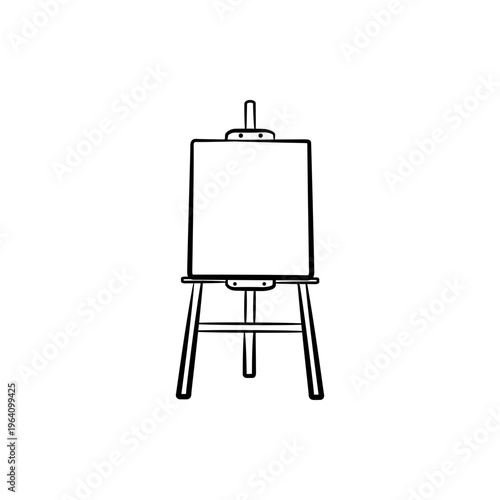 Blank Canvas on Artist Easel Line Art