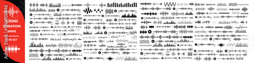 Set of waving, sound, vibration and pulsing lines. Graphic design elements for music app.Vector illustration, Set of waving sound icon set 