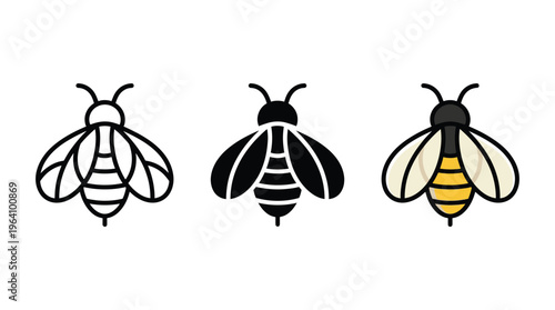 Bee icon. Bumblebee pictogram. Honey bee vector illustration. Honeycomb hive symbol. Insect sign.