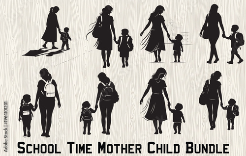 Isometric Back to School. Parents with their children schoolchildren. Children are going to school for the first time holding their parents' hands. flat design style vector illustration. 