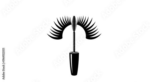 Black mascara and false eyelashes illustration.