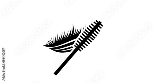 Black mascara brush and eyelashes icon.