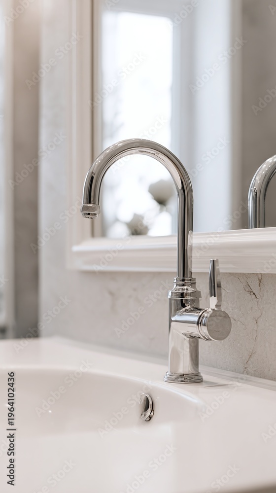 Fototapeta premium Modern bathroom sink and faucet interior.