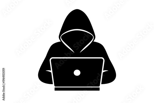 Cybersecurity Hacker Silhouette – Data Protection and Cyber Attack Concept
