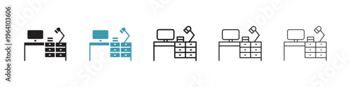 Workplace icon in flat style. Basic vector symbol illustration
