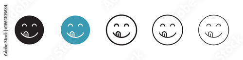 Yummy smile emoji icon in flat style. Basic vector symbol illustration