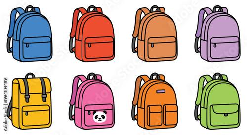 Colorful backpacks for school or travel in various sizes and styles.