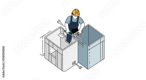 Worker performing maintenance on industrial equipment.