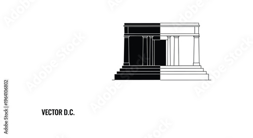 Architectural columns, vector illustration, black and white