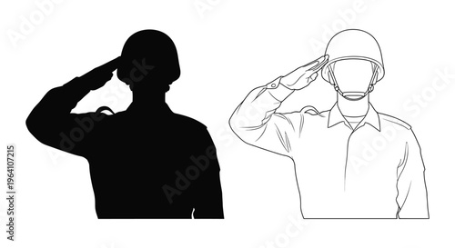 Soldier, military, salute, icon, vector, black, white
