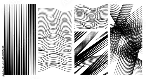 Black and white abstract line art designs.