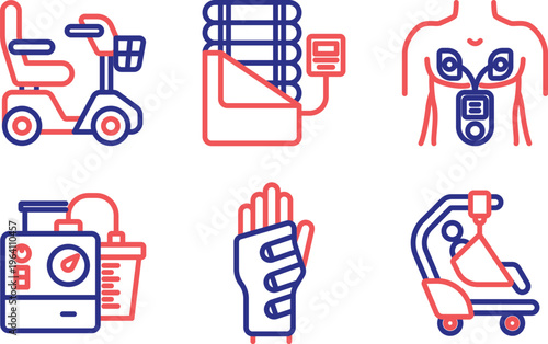 Illustrations of various robotic and automated equipment designs overlaid with circuits