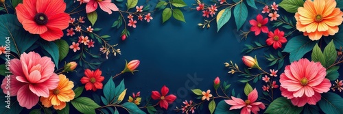Intricate floral pattern, vibrant blooms, lush foliage, floral,  retro