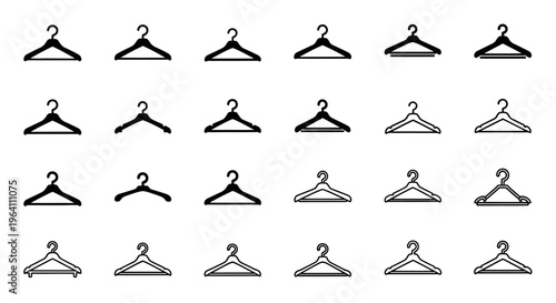 Collection of Various Clothes Hangers Icons Set