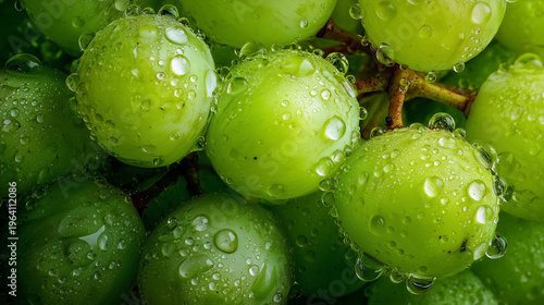 Studio Style Close Up of Organic Green Grapes with Moist Texture, Generative AI