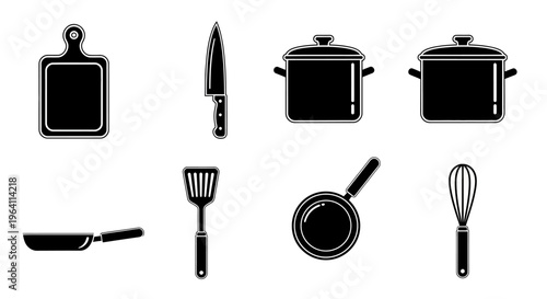 Kitchen Utensils Set Icon Collection: Cooking Tools, Culinary Equipment, Chef Accessories
