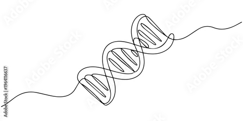 Canvastavla Minimalist continuous one line drawing of a dna double helix structure against a