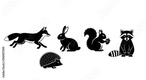 Collection of forest animal silhouettes.