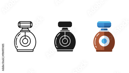 set of three perfume bottles flat design vector illustration