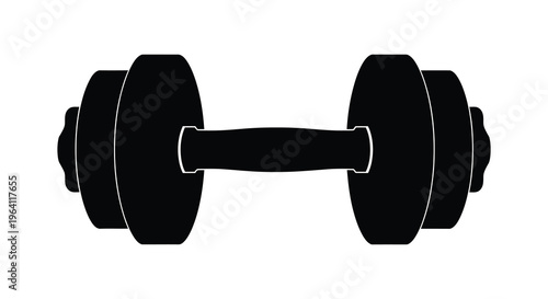 A simple black dumbbell illustration distinctly defined as a silhouette