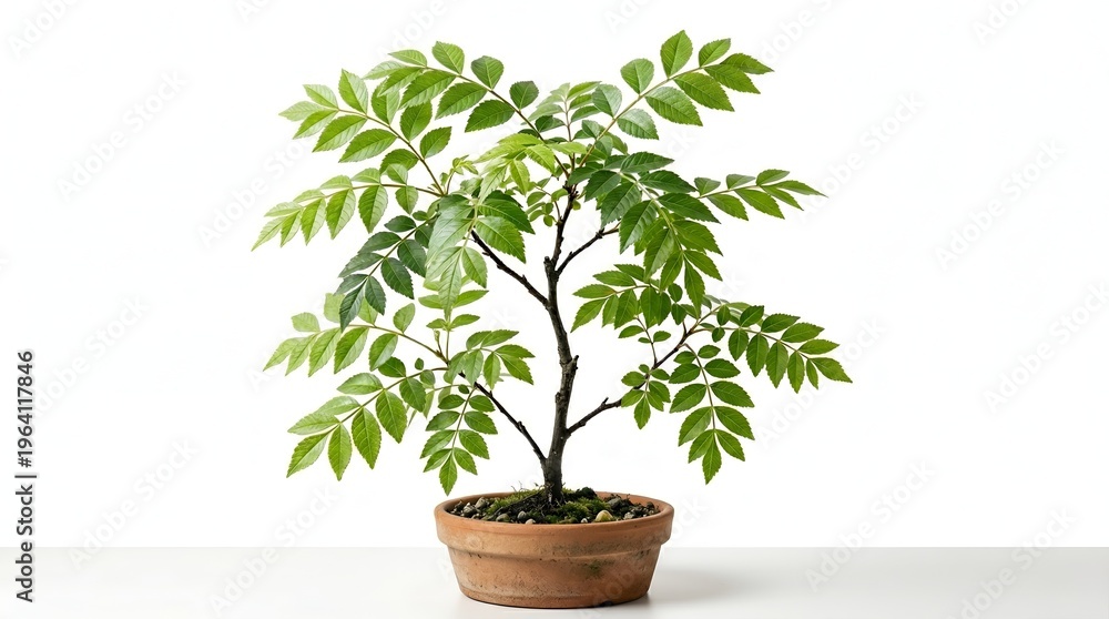 Fototapeta premium Bonsai Tree In Pot Isolated On White Background Nature