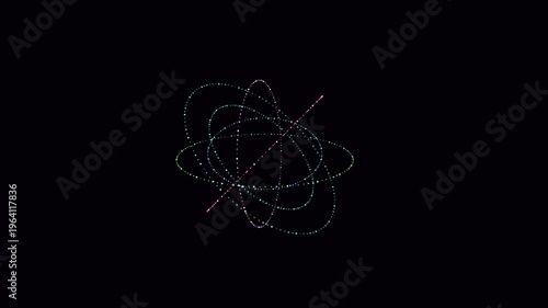 4k digital illustration of intersecting lines and curves forming a complex pattern on a black background with white graphic elements.