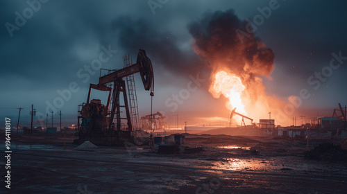 Crude Oil Infrastructure Highlighting the Current Global Energy Crisis, Generative AI