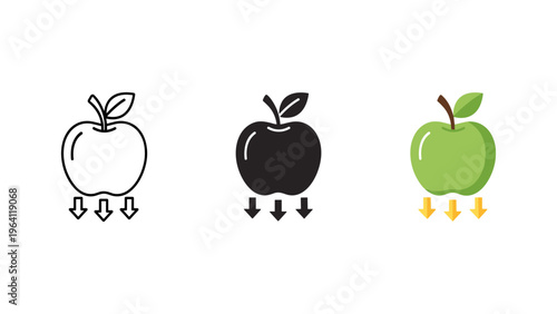 apple ripening stages from seed to fruit flat design vector illustration