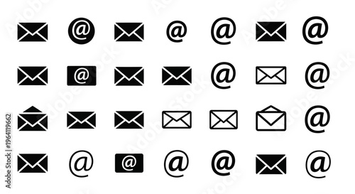 Email and At Symbol Icons Collection: Communication and Digital Messaging Icons