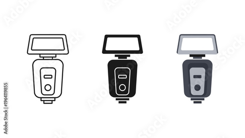set of three modern intercom systems flat design vector illustration