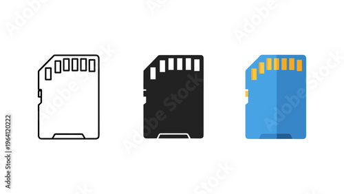 three usb flash drives data storage devices flat design vector illustration