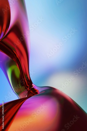 Close up of flowing iridescent liquid with soft color gradients