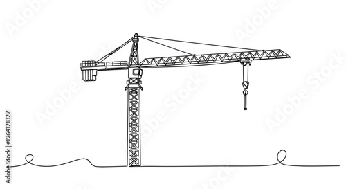 Construction crane lifting hook on a building site with a cityscape