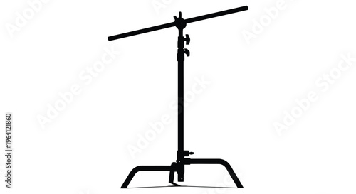 Black studio lighting stand isolated on a white background silhouette