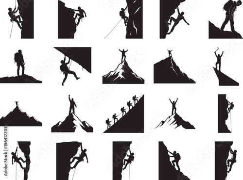 Mountain Climbing Silhouette Bundle Adventure and Achievement