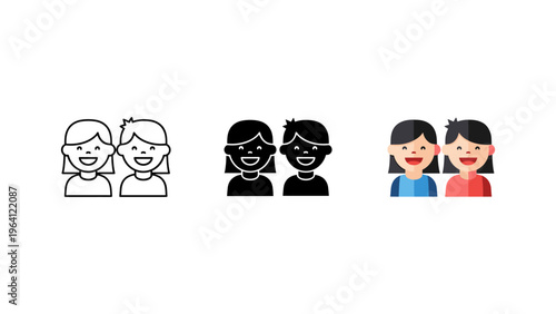 3 family members with different emotions and flat design vector illustration