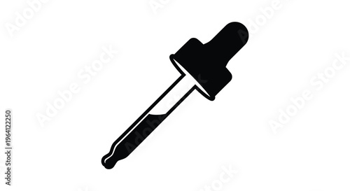 Black dropper with liquid a minimalist vector illustration silhouette