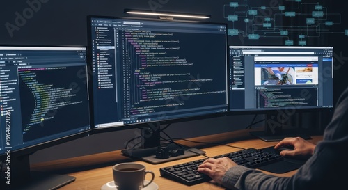 Programming, coding, development concept. Code, HTML, php web programming source code