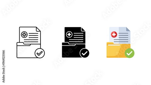 approved document verification process with checkmarks flat design vector illustration