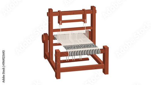 A handloom weaving machine, also known as a table loom.It is commonly used by beginners, hobbyists, or experienced weavers for creating small tapestries, scarves, or samples before larger production.