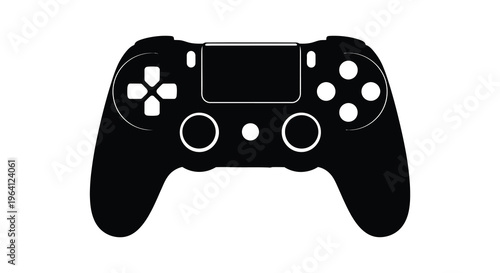 Black game controller illustration with a distinct sharp silhouette