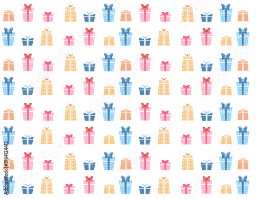 大きなリボンと沢山のプレゼントの可愛い背景素材