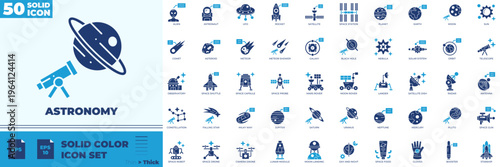 Astronomy Solid Color Editable Icons set