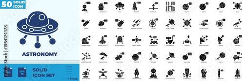 Astronomy Solid Editable Icons set