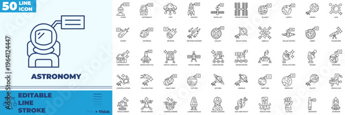 Astronomy Line Editable Icons set
