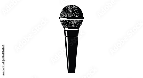 A striking black microphone design presented as a bold silhouette