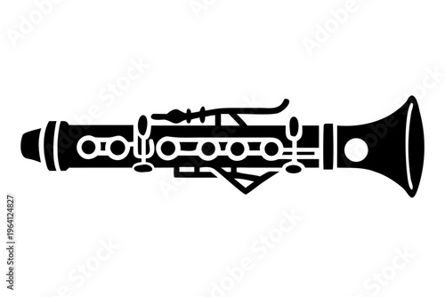 alto clarinet silhouette illustration for woodwind music instrument orchestra band and performance design